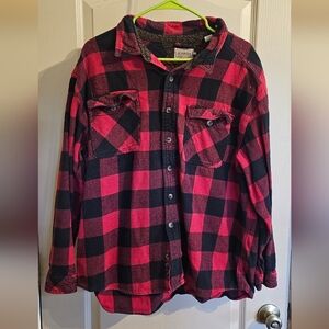 Vintage Schmidt 2XL Black & Red Gingham Checkered Heavy Flannel Shirt